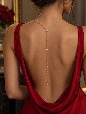 Gold-Tone Stainless Steel Front & Back Crystal Necklace